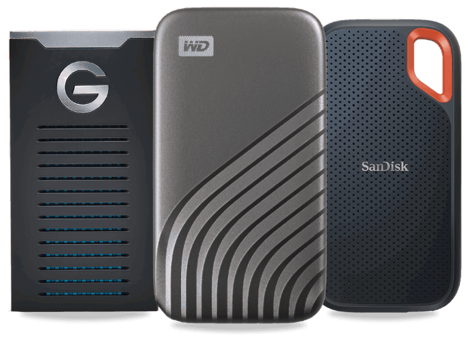 Disques SSD portables G-Tech, WD et SanDisk