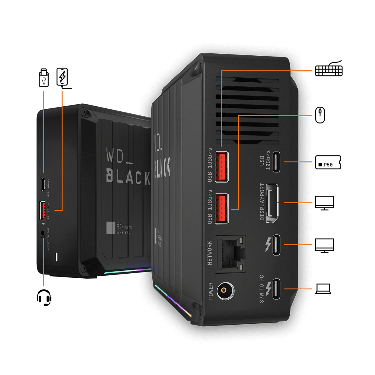 WD_BLACK™ D50 NVMe™ Gaming Laptop Dock Thunderbolt 3 SSD | Western