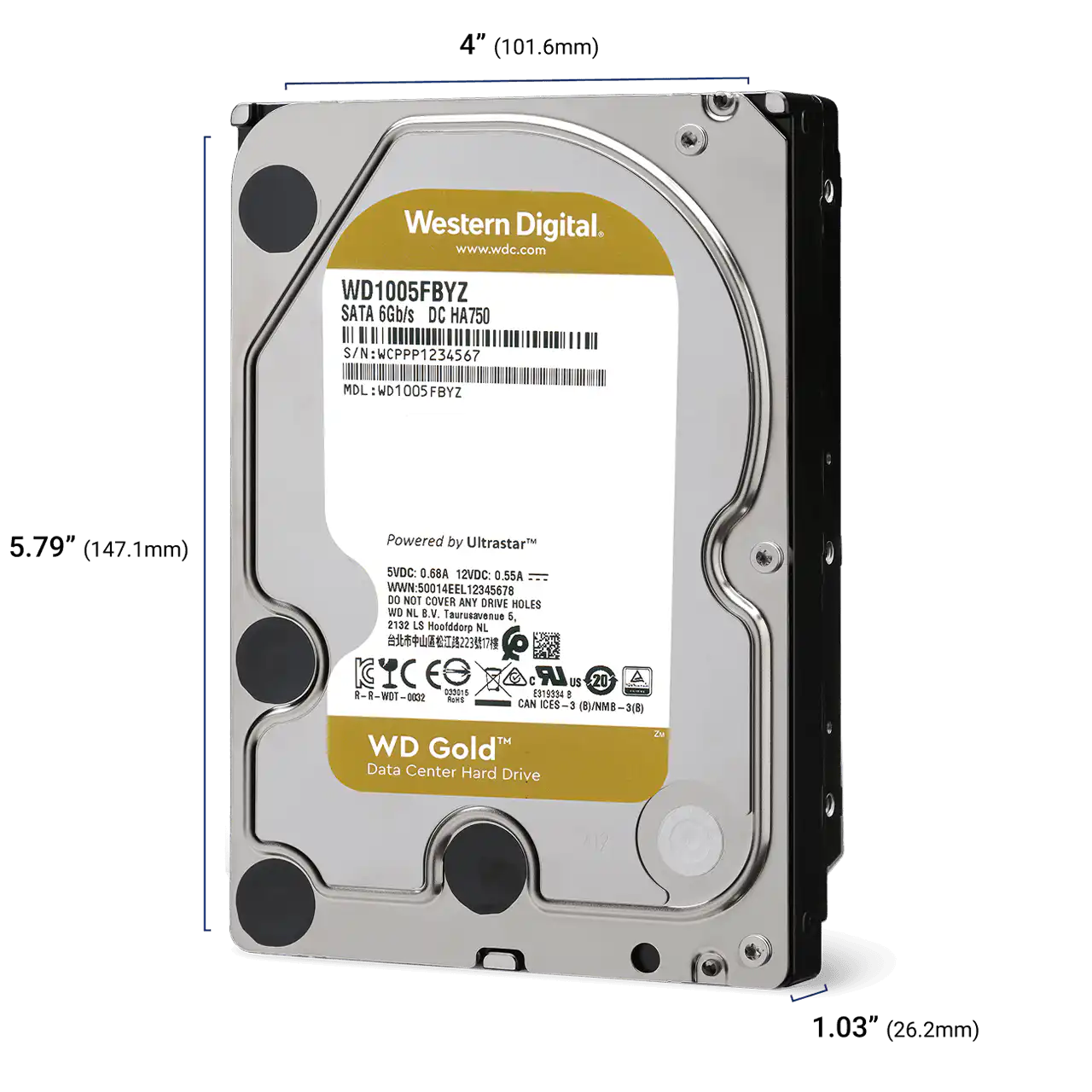 WD GOLD Dimensions- Zoom Image