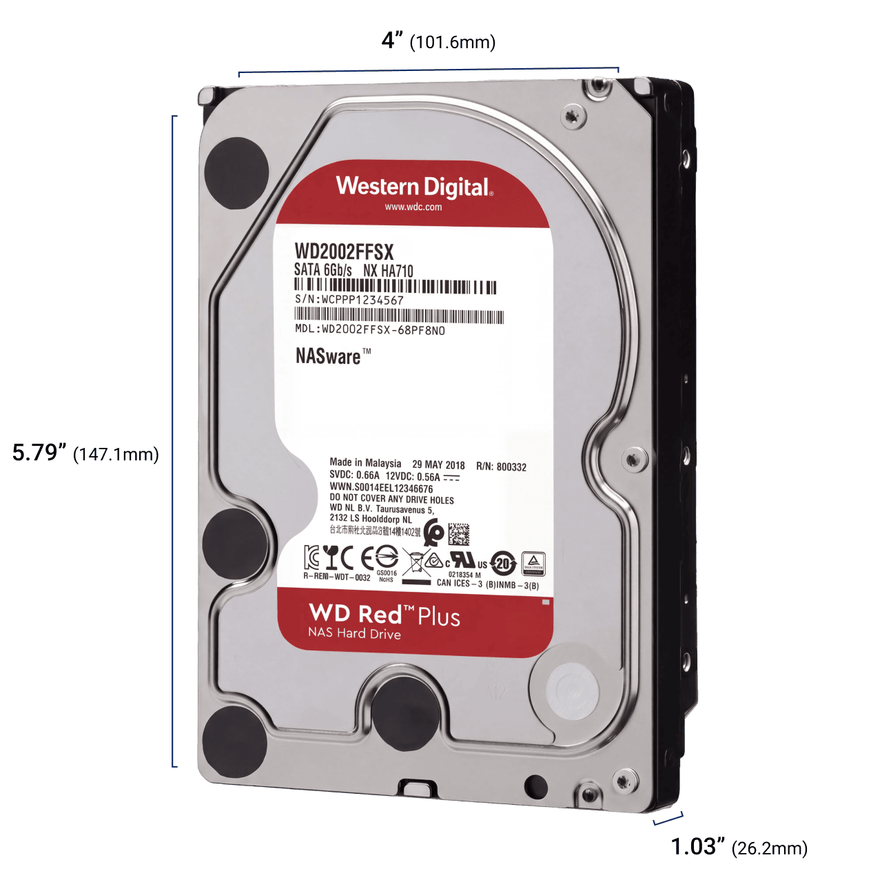 WD Red Plus Dimensions