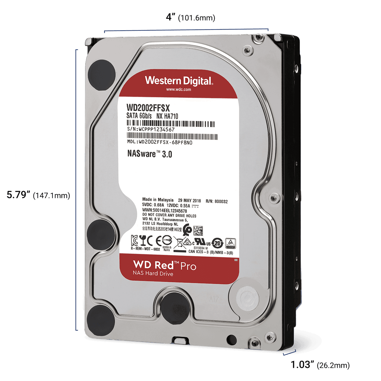 WD Red Pro Dimensions