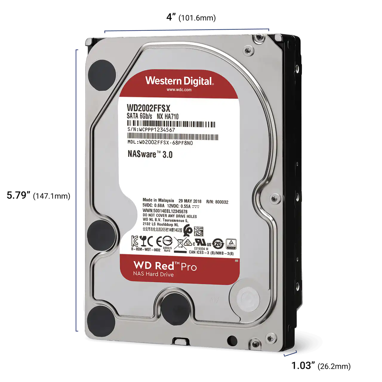 WD Red Pro Dimensions- Zoom Image