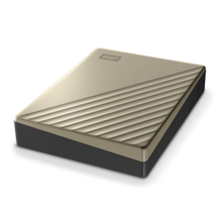 My Passport Ultra 4-5TB Gold Angled