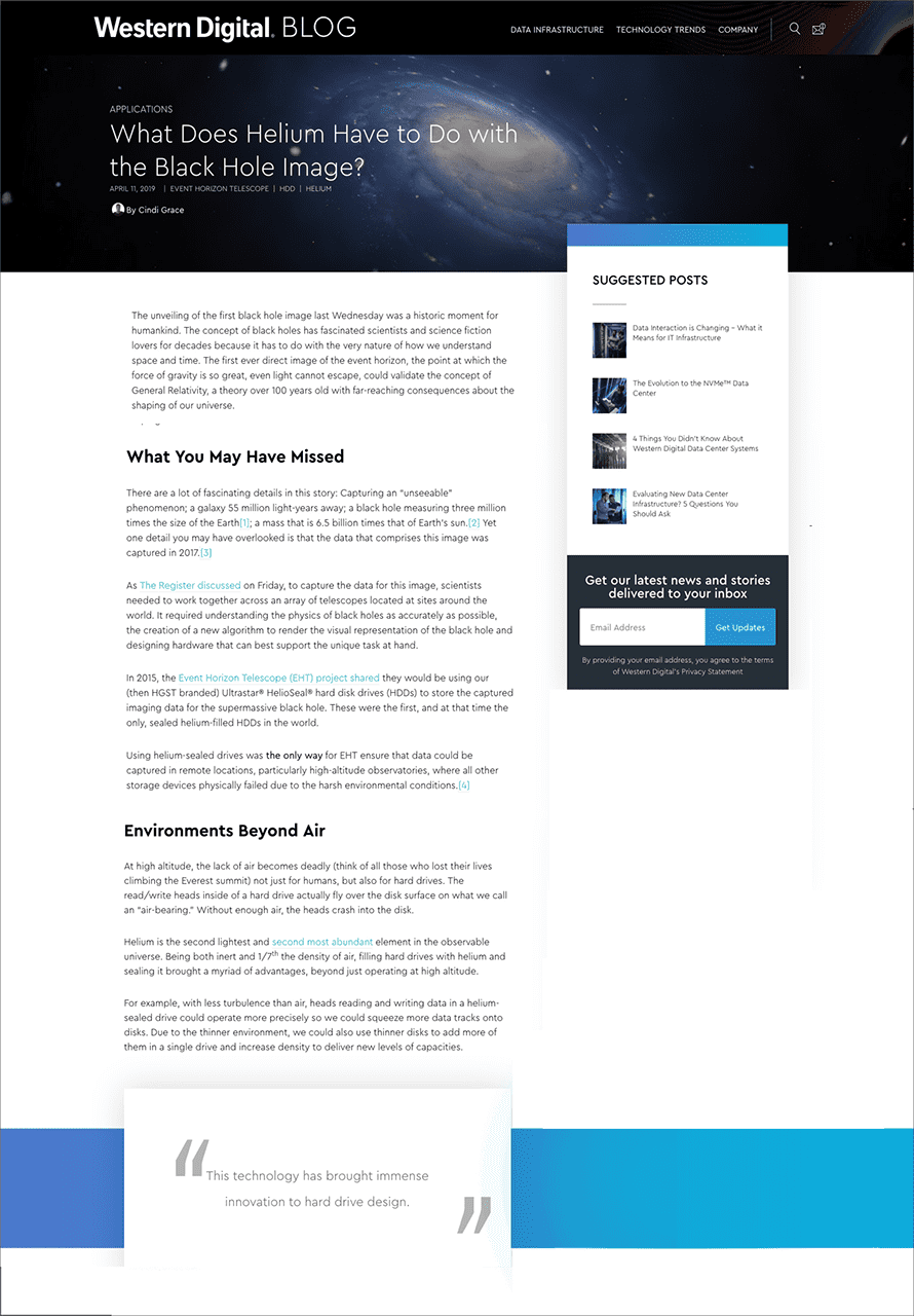 블랙홀 이미지를 위한 헬륨 드라이브의 역할