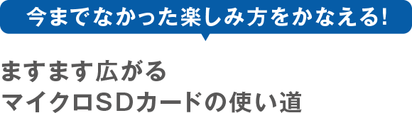 今までなかった楽しみ方をかなえる！ますます広がるマイクロSDカードの使い道