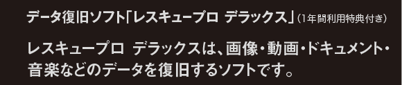 データ復旧ソフト「レスキュープロデラックス」(1年間利用特典付き)